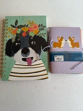 Set of 4 - Cute Floral Dog & Twin Corgi Journals